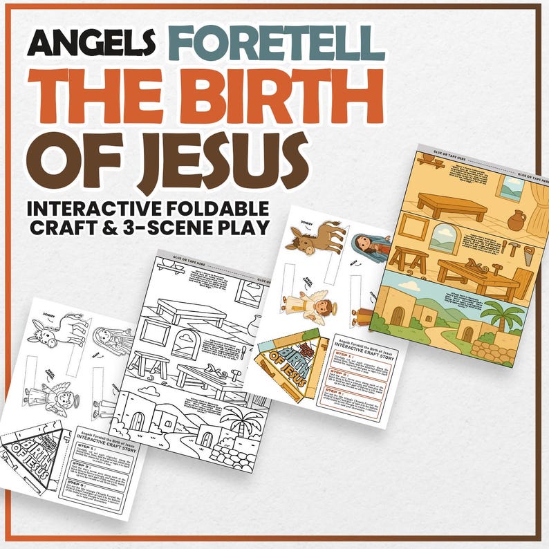Birth of Jesus Craft Printable, Nativity Bible Story Activity for Kids ...