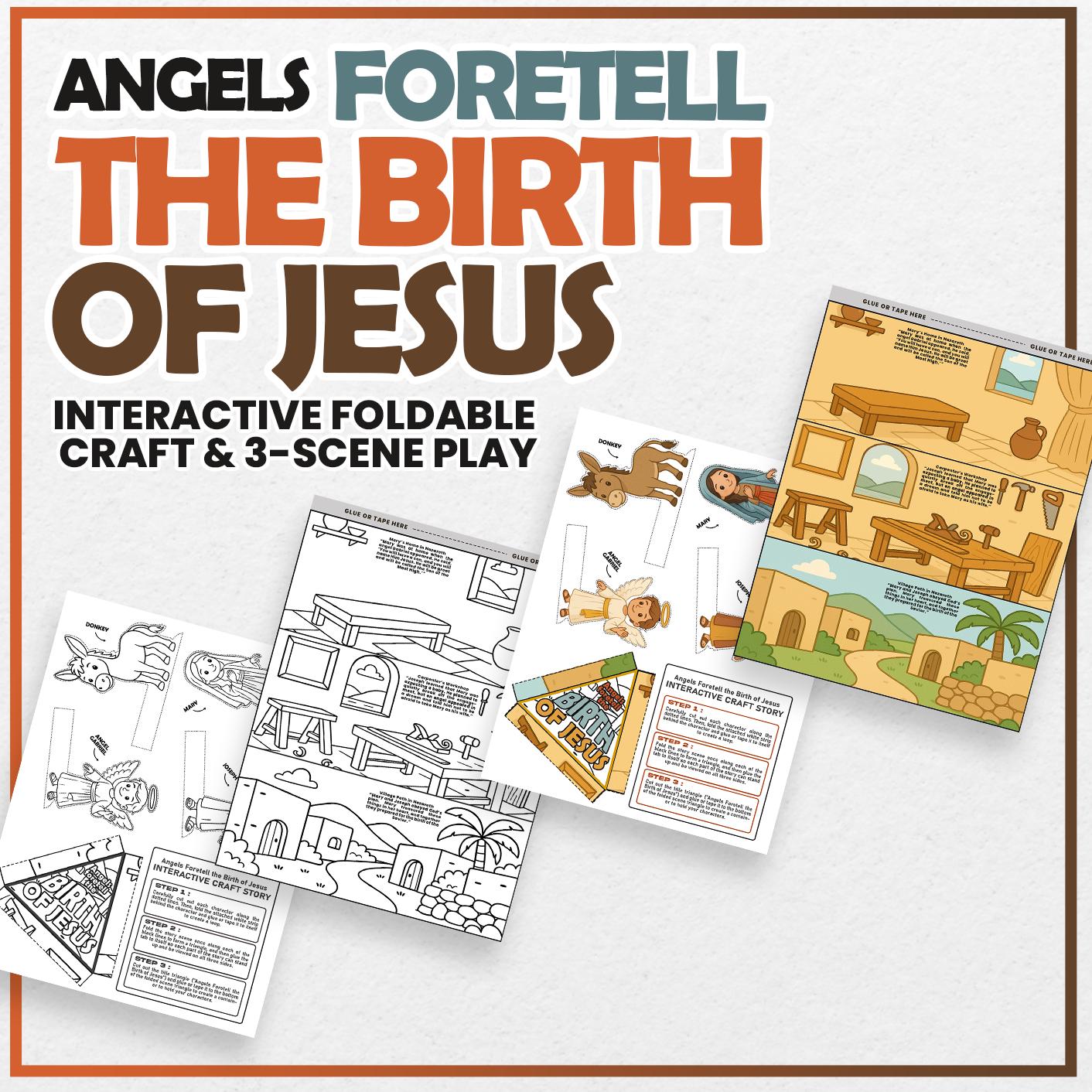 Birth of Jesus Craft Printable, Nativity Bible Story Activity for Kids ...