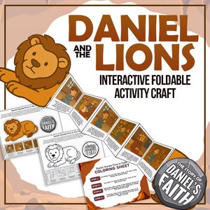 Instant Download Daniel and the Lions Den foldable craft activity, great for christian kids, homeschooling, and Sunday School