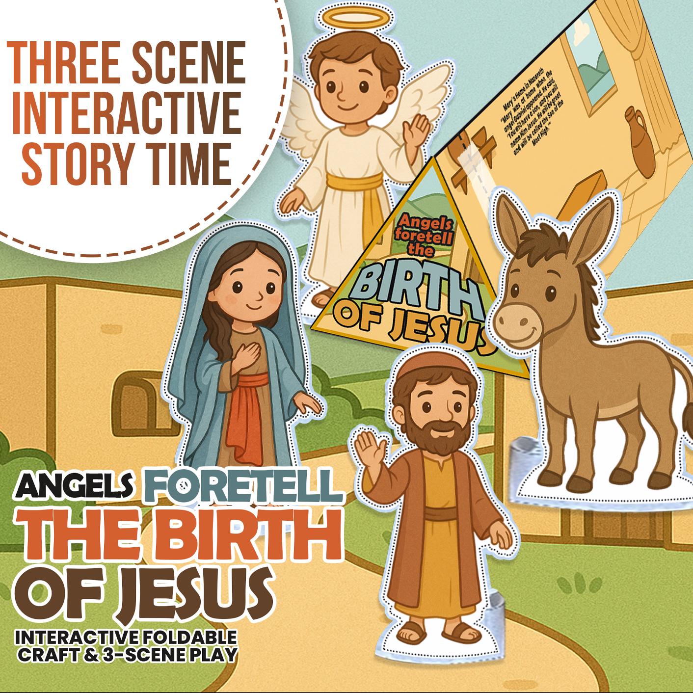 Birth of Jesus Craft Printable, Nativity Bible Story Activity for Kids ...
