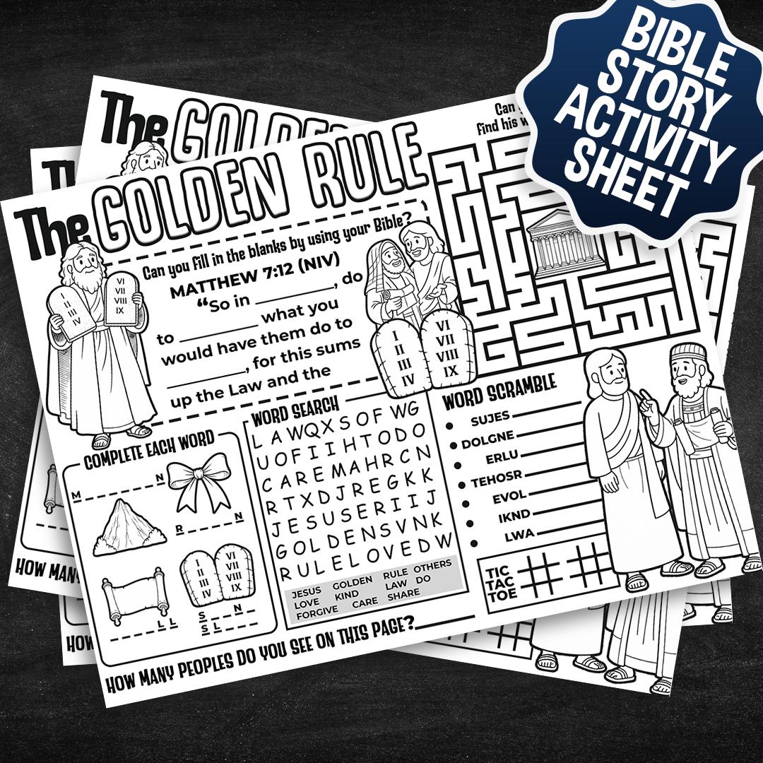 Golden Rule Craft Printable, Bible Activity Page for Kids, Sunday ...