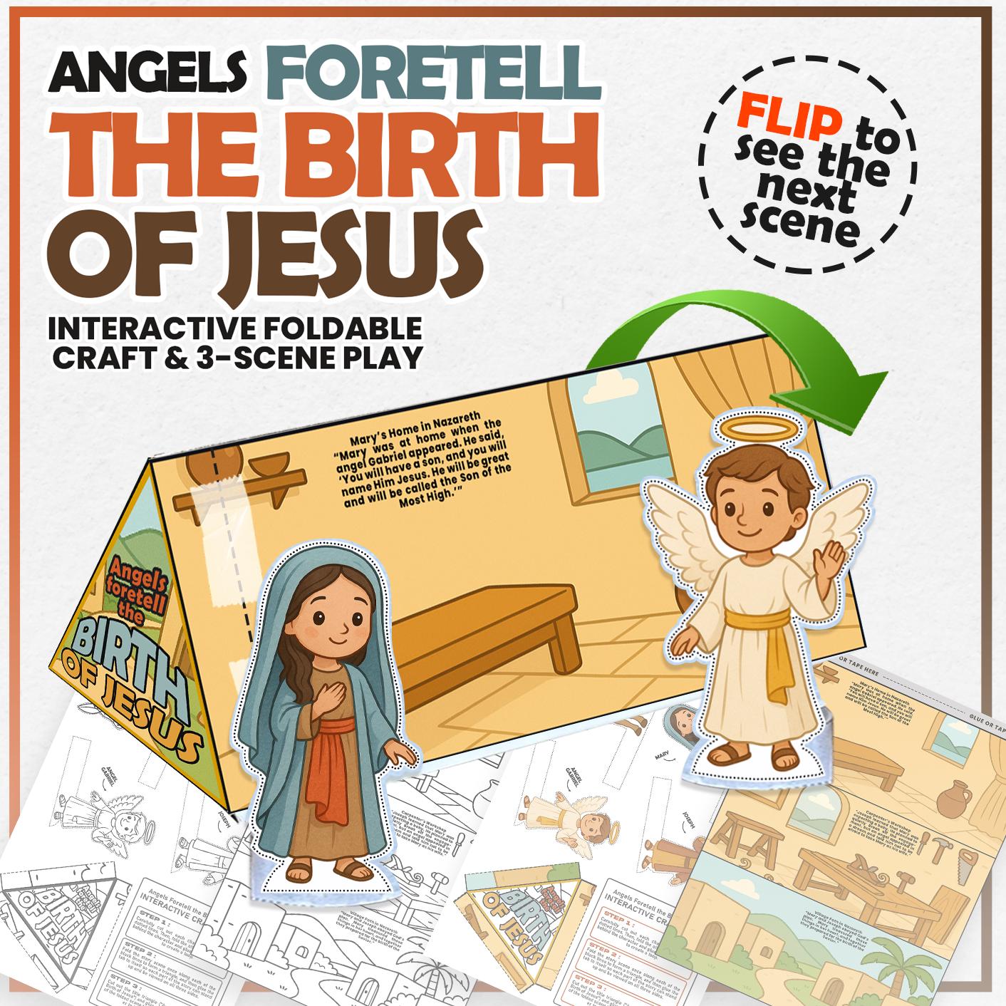 Birth of Jesus Craft Printable, Nativity Bible Story Activity for…