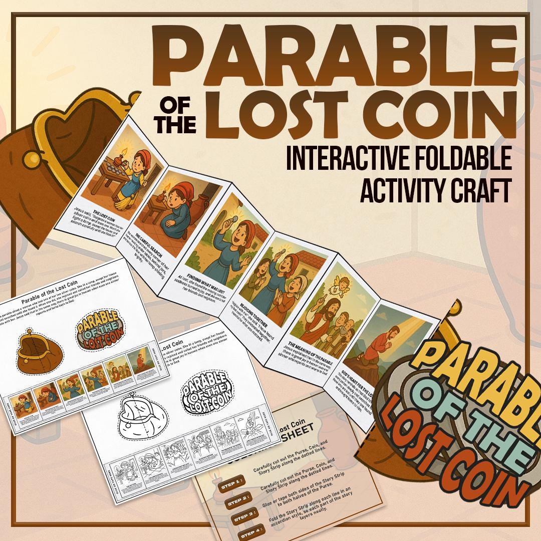 Parable of the Lost Coin Craft Printable, Bible Story Coloring Activity ...