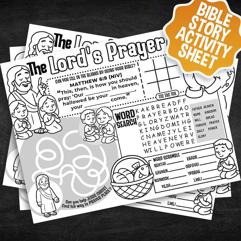 Lord’s Prayer Craft Printable, Bible Activity Page for Kids, Sunday ...