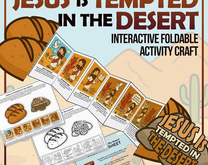 Jesus Tempted in the Desert Bible Craft, Matthew 4:1-11 Bible Coloring ...