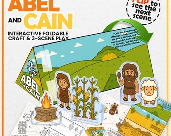 Manualidad de la historia bíblica de Caín y Abel / Marionetas de dedo, muñecos de papel, kit de actividades interactivas, perfecto para la escuela dominical, la Escuela Bíblica de Verano y el estudio bíblico