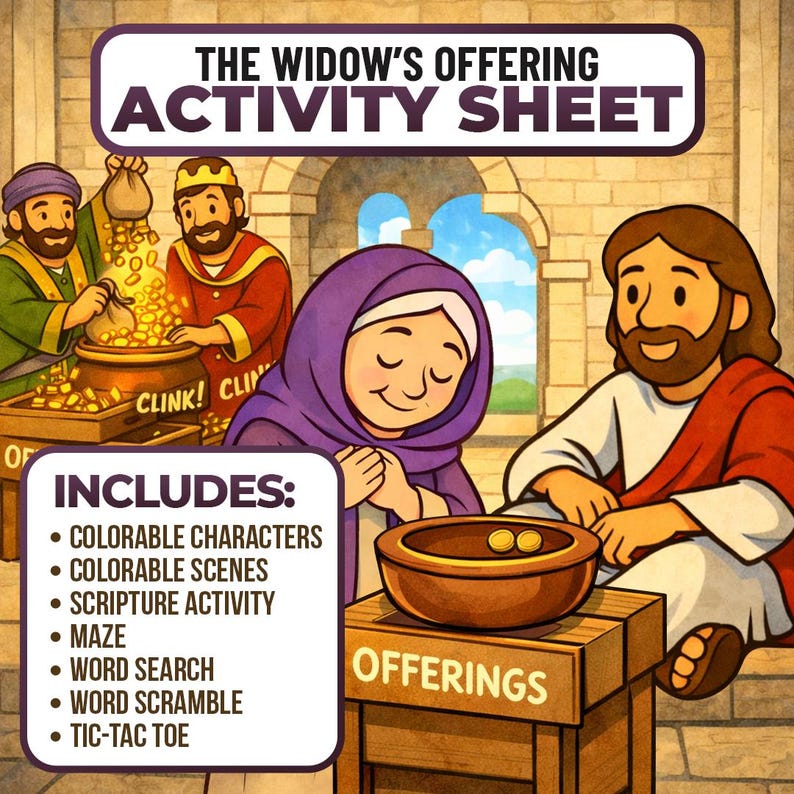 Offering Activity The Widow’s Offering Activity Sheet – Instant Download, Great Craft for ...