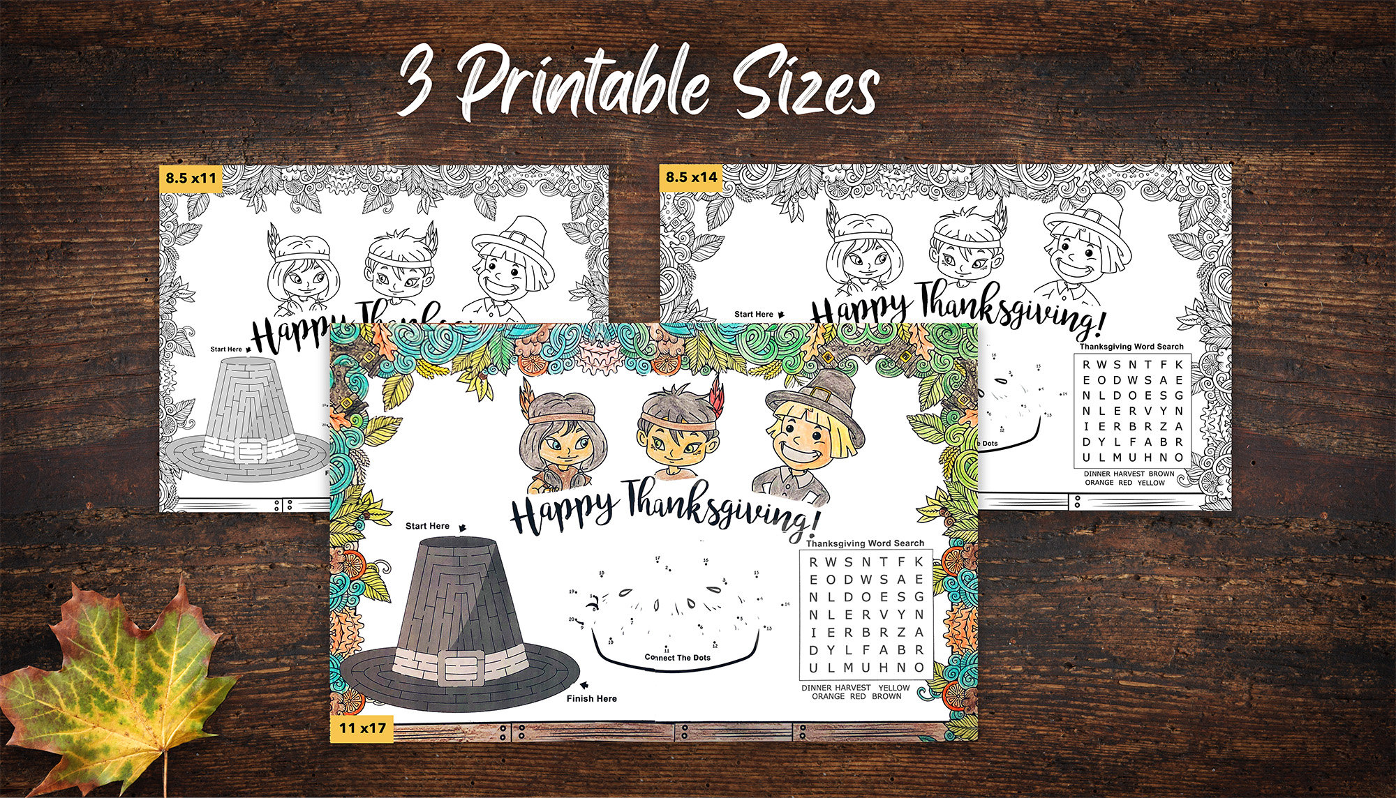 Printable Thanksgiving Placemat for Kids Etsy