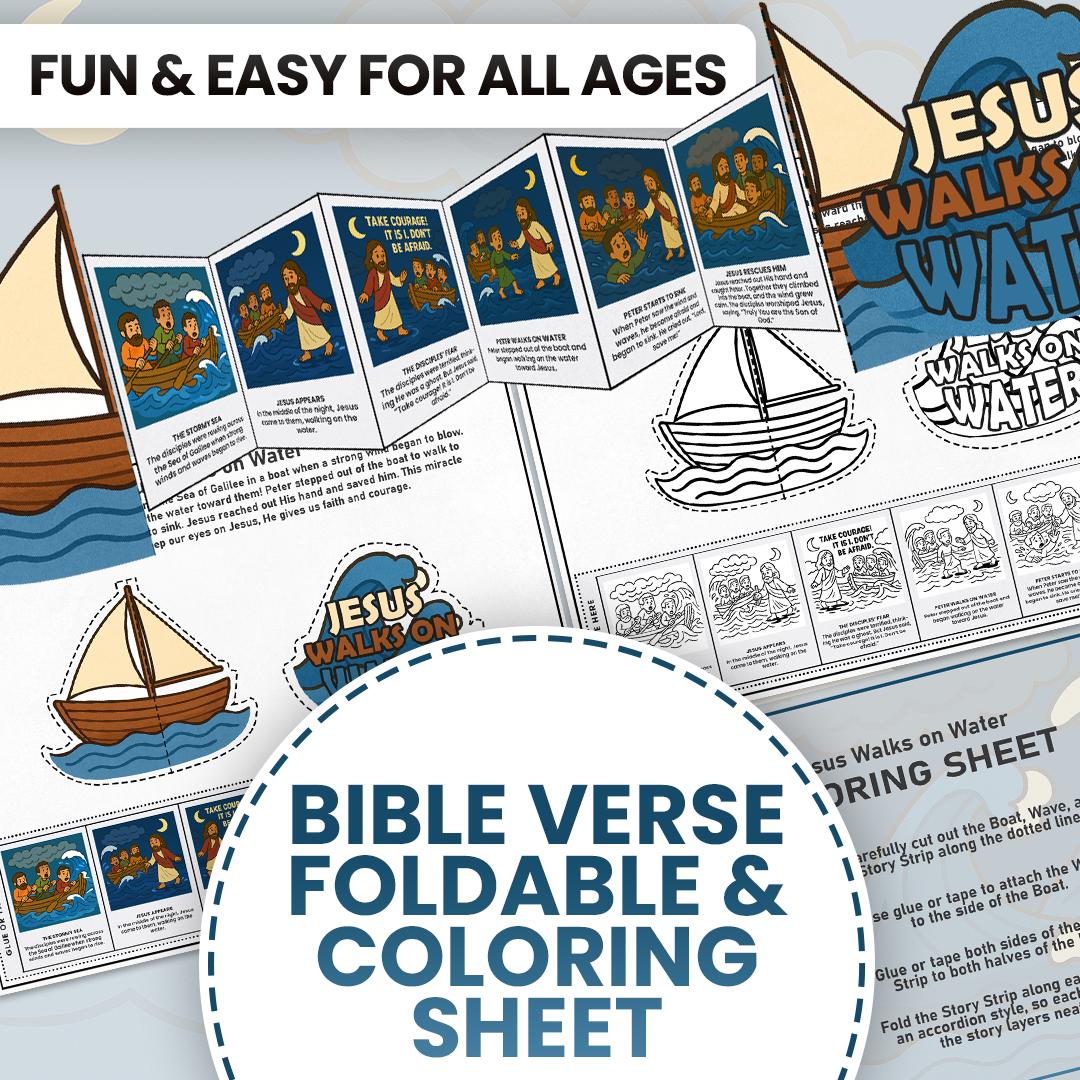 Jesus Walks on Water Story Foldable Craft Instant Download, Bible ...