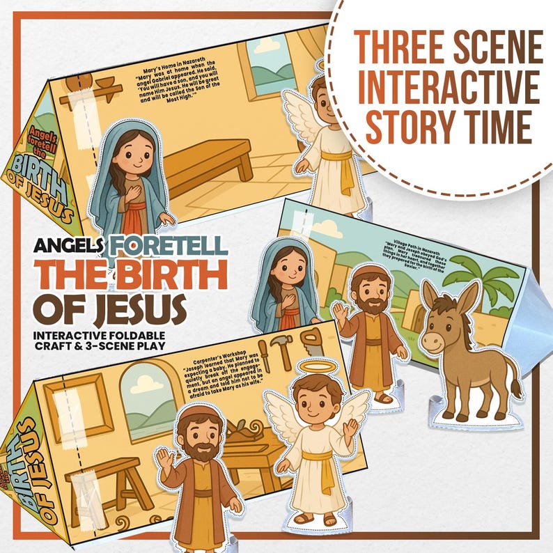 Birth of Jesus Craft Printable, Nativity Bible Story Activity for Kids ...