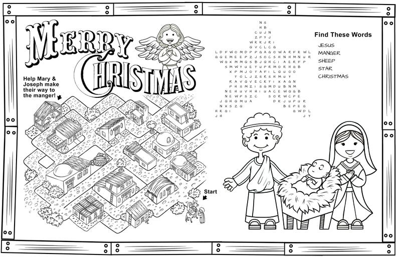 Printable Christmas Placemats for Kids // Children Christmas Coloring ...