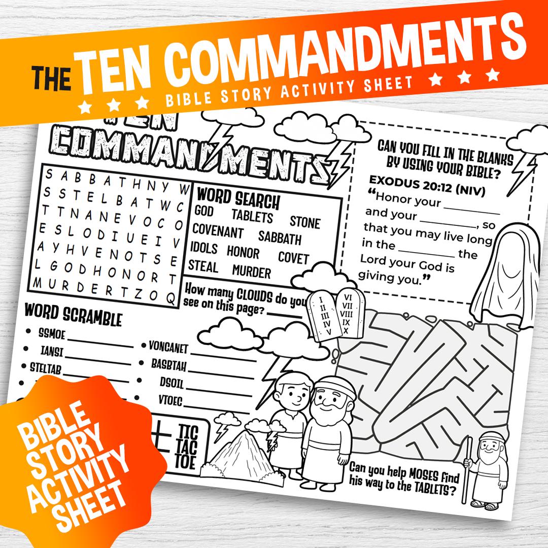 Ten Commandments Activity Sheet – Instant Download, Great Craft for ...