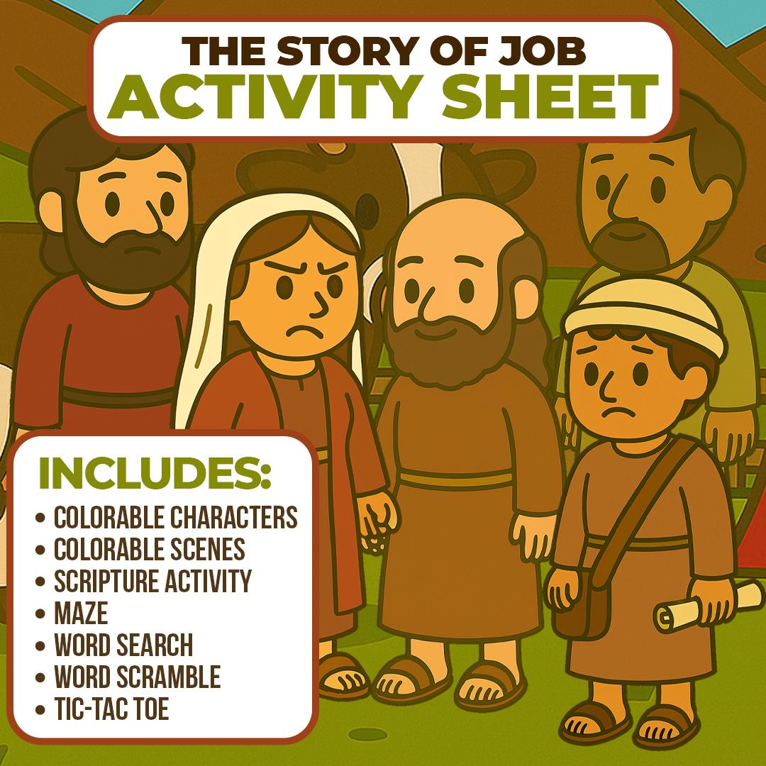 Job Faith Tested Activity Job Activity Sheet – Instant Download, Great Craft for Christian Kids ...