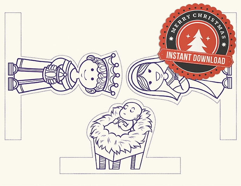 Nativity Scene Printable Nativity Cutout// DIY Printable Etsy