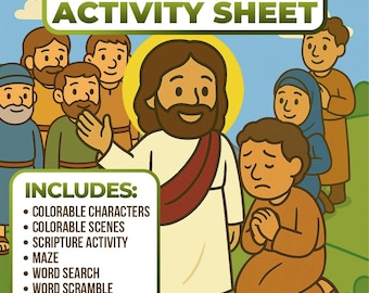 Sermon on the Mount The Beatitudes Activity Sheet – Instant download, great craft for christian kids, Sunday school placemats, & bible study