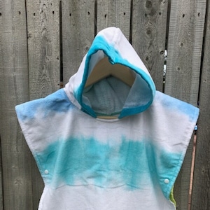 Blue Tie Dye Stripes Towel Poncho - Surf Towel Changing Towel