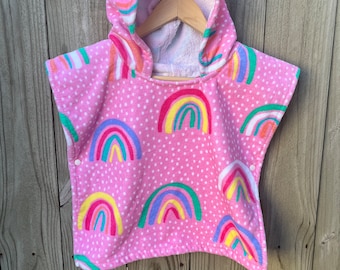 Rainbow Kid's Hooded Towel Poncho/Side Snaps Standard