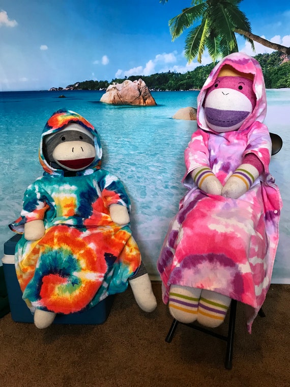 Kids Hooded Beach Towel Poncho/side Snaps Standard/tie Dye Orange