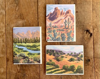 Western Landscape Painted Desert Coast Ocean Mountain Valley Blank Handmade Greeting Card