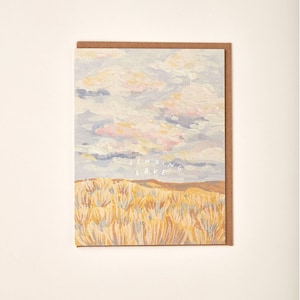 Carte de voeux peinte à la main, prairie paisible, envoi d'amour, encouragement, sympathie, nature apaisante