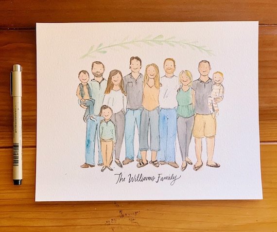 Family Hand Print Art in Stunning Watercolour Personalised Family