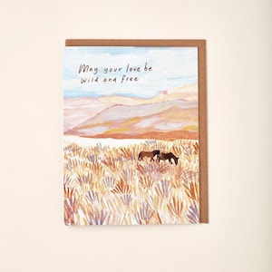 May Your Love Be Wild and Free Love Verjaardag Paardenweide Westelijke Woestijnschildering Wenskaart