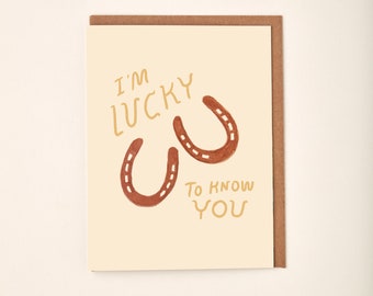 Lucky To Know You Western Horse Handmade Painted Greeting Card