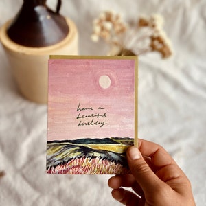 Have a Beautiful Birthday Pink Sky Sunset Nature Eco Friendly Handmade Greeting Card image 5