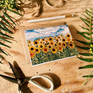 Congratulations Happy Sunflower Field Painted Handmade Greeting Card image 5