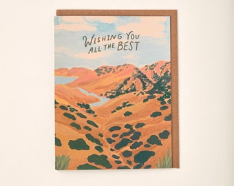 Wishing You All The Best California Western Landscape Handmade Painting Eco Friendly Greeting Card