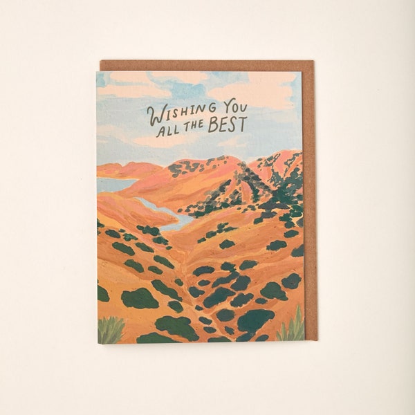 Wishing You All The Best California Western Landscape Handmade Painting Eco Friendly Greeting Card