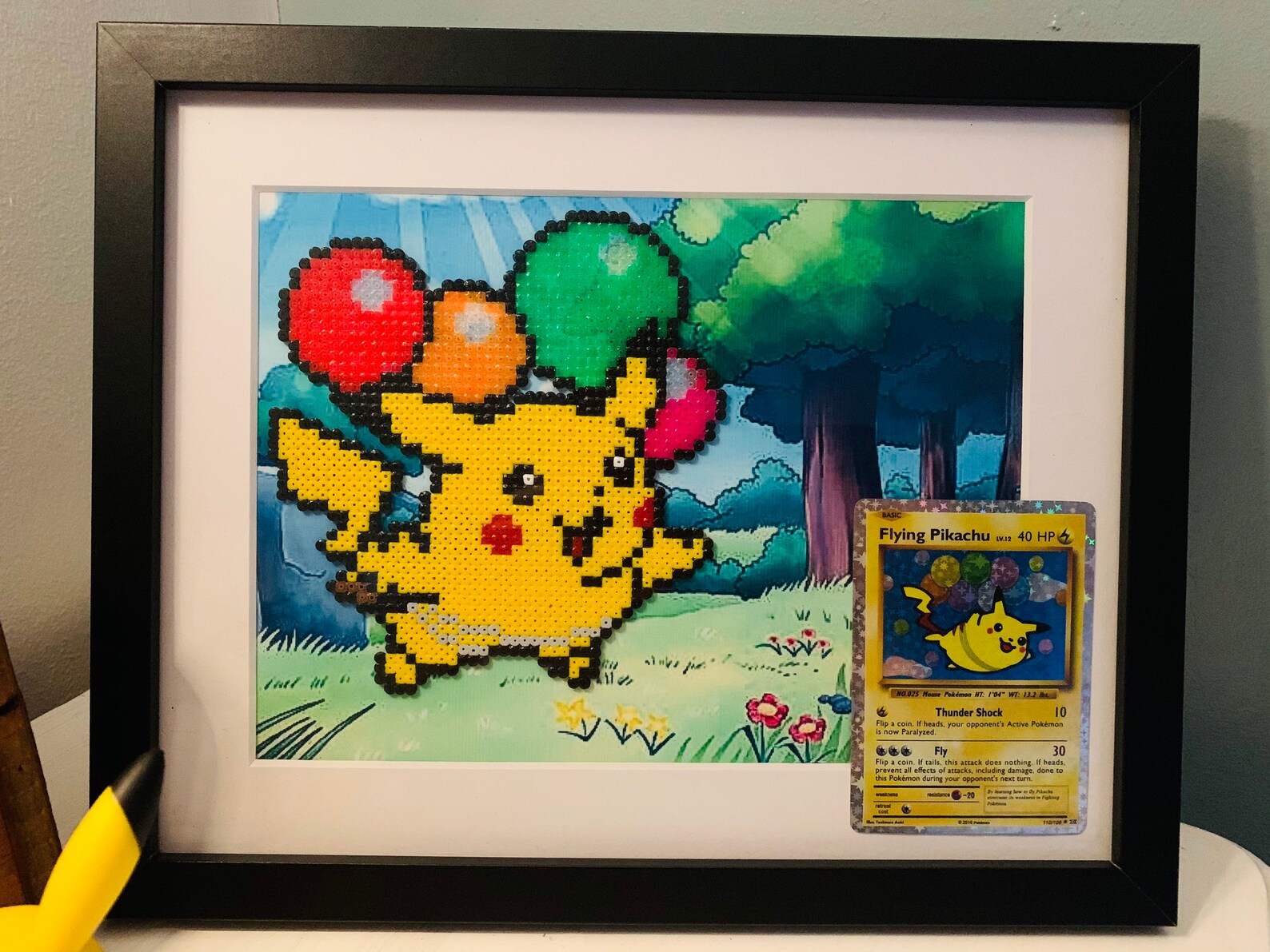 Flying Pikachu Frame Art With Flying Pikachu Card Pixel Art Etsy