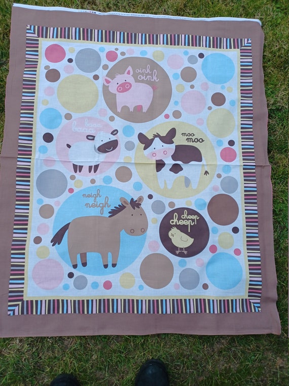 Baby Quilt Fabric Panel Barn Yard Animals by Spring Creative