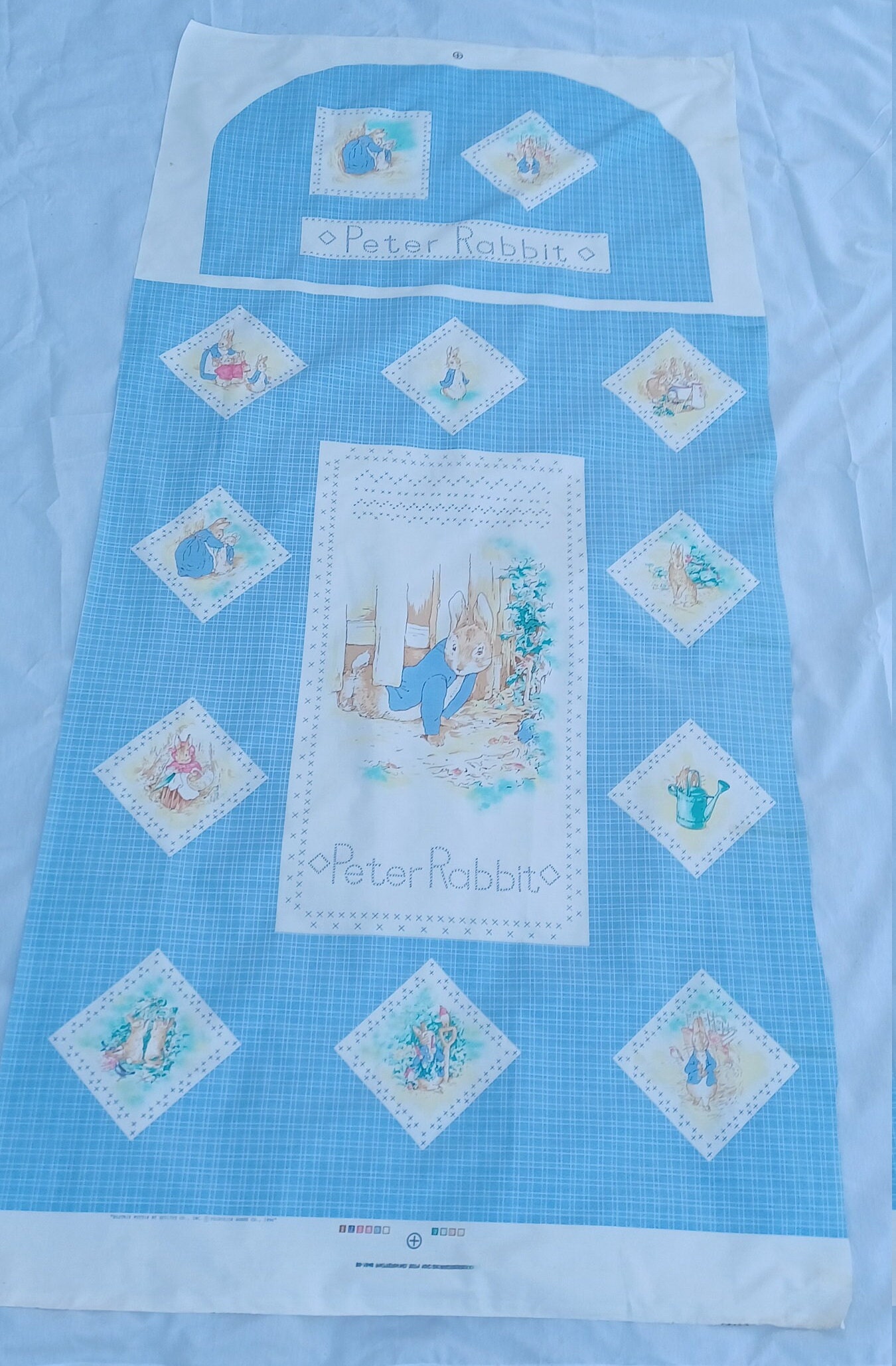 Vintage Beatrix Potter Peter Rabbit Fabric Panel With Markings Etsy