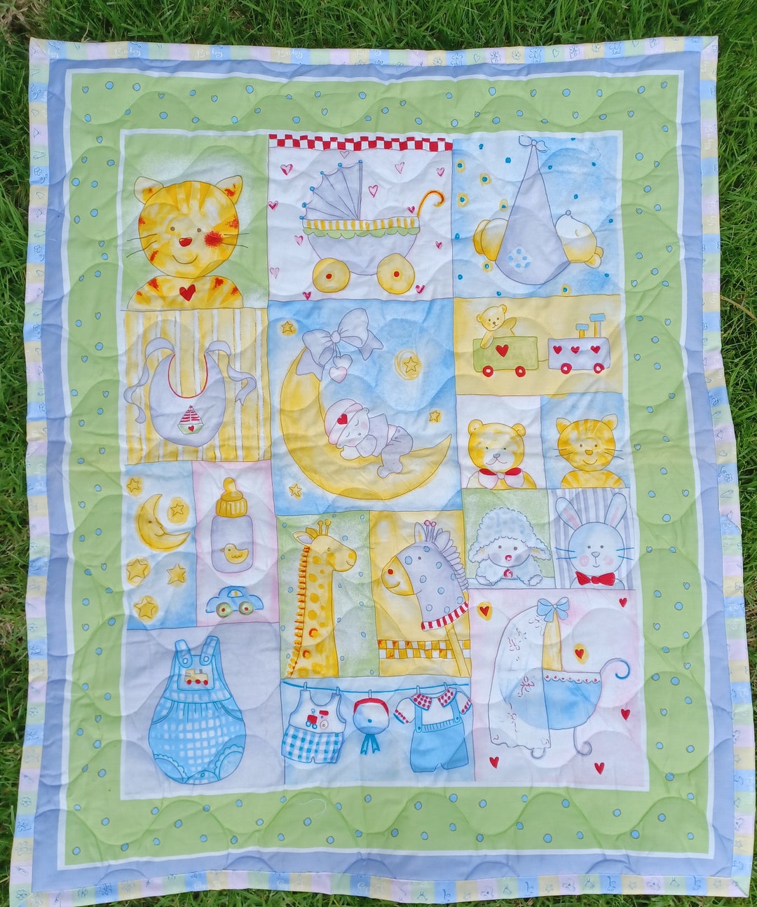 Baby Moon Quilted Blanket Collage Baby Prints Etsy