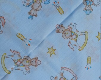 Vintage Children/'s Quilting Fabric; Baby Animals Pattern; Blue Colors; 80 x 4445 2 Yards