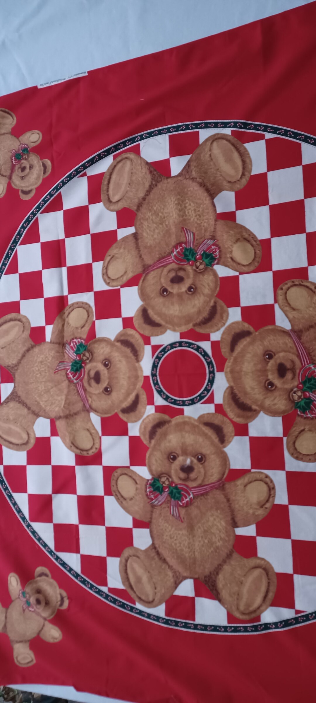 Vintage Bear Christmas Tree Skirt Fabric Panel by Wamsutta Etsy