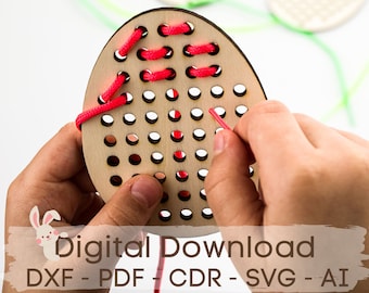 File di taglio laser per uova di Pasqua con allacciatura Montessori (download digitale)