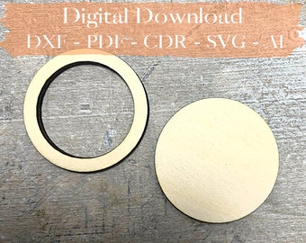 Cornice circolare piccola: legno grezzo tagliato al laser (SVG DXF PDF)