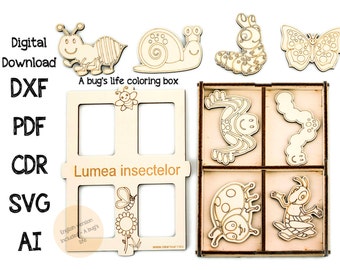 Modello vettoriale di insetti tagliato al laser: modello in compensato CNC (download digitale)