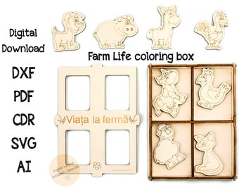 Modello di animali da fattoria tagliati al laser: modello vettoriale CNC (download digitale)