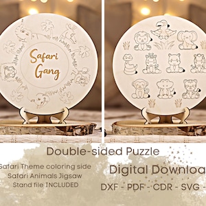 Safari Tiere Puzzle, Dschungel Jigsaw Projekt, Safari Laser Cut Digitaler Download, Sofortiger Vektor SVG, Jungle Story CNC, Safari Glowforge