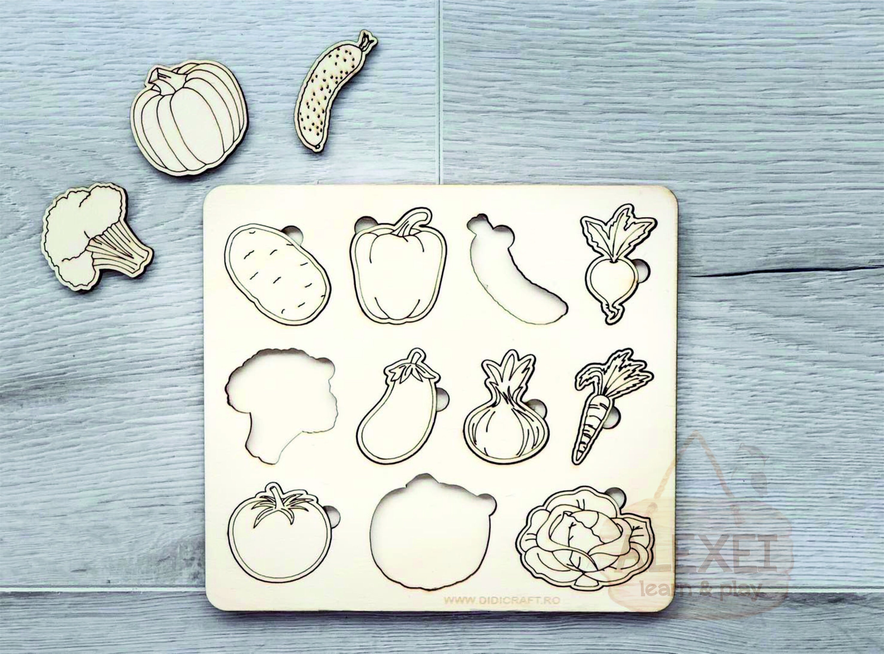 Vegetables Vector Laser Cut Template Vegetable Puzzle Cut File Digital