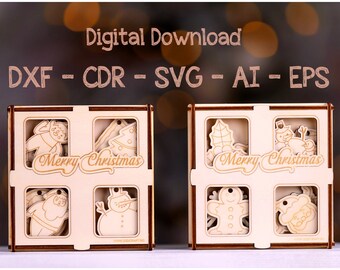 Christmas Ornaments Laser Cut Template: CNC, Glowforge SVG (Digital Download)