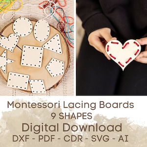 Giocattolo di allacciatura Montessori, Forme Laser Cut File, Giochi educativi, Download digitale, File vettoriale, Download istantaneo, SVG, Glowforge Designes
