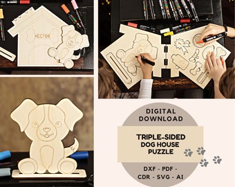 Puzzle della cuccia del cane SVG: Puzzle della cuccia del cucciolo (download digitale)