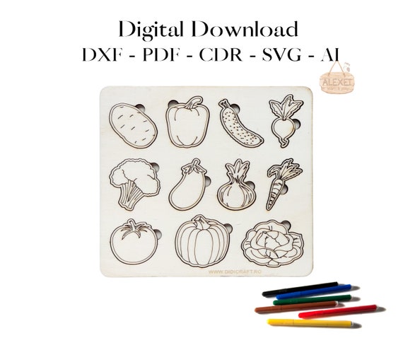 Vegetables Vector Laser Cut Template Vegetable Puzzle Cut - Etsy