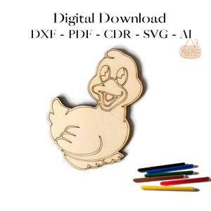 Duck Vector lasergesneden sjabloon - Duck Cut bestand - digitale vectorkunst - Glowforge - CNC-patroon - SVG - puzzel - kleurvorm