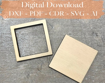 Cornice quadrata SVG DXF: pacchetto di modelli tagliati al laser (download digitale)
