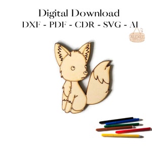 Fox Laser Cut Template: Baby Fox Vector Art (SVG, PDF, DXF)